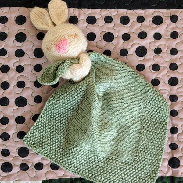 Bunny Comforter KNITTING PATTERN on Two Straight Knitting Needles ...