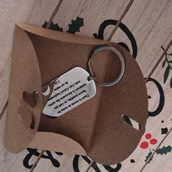 Porte-Clé Photo Personnalisé Inox Brossé Gravé - Cadeau Anniversaire, Fête Des Pères, Fête Des Mères - Rectangulaire 2,8x4,5 Cm