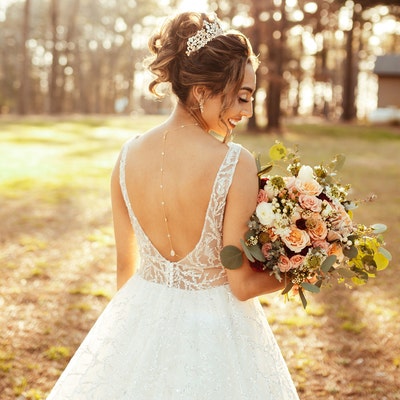 Wedding Jewelry Back Necklace, Bridal Jewelry Set for Open Back Dress ...