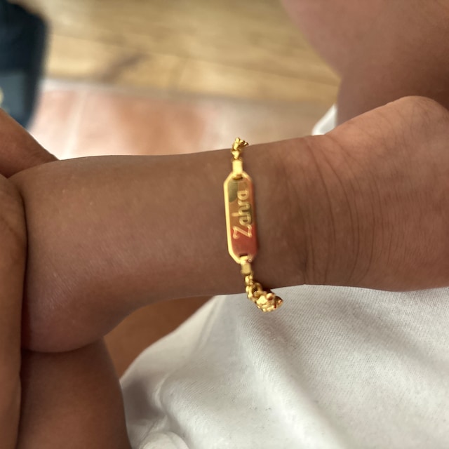 Braccialetto Battesimo Baby In Oro 375 - Lunghezza Regolabile 12-16cm, Incisione Inclusa - Foto 2