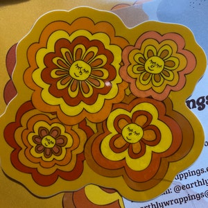 Glossy Groovy Flower Power Sticker - Etsy
