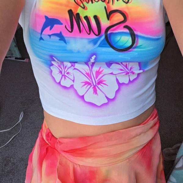 Airbrush Crop Top Airbrush Hoodie Airbrush T Shirt Etsy
