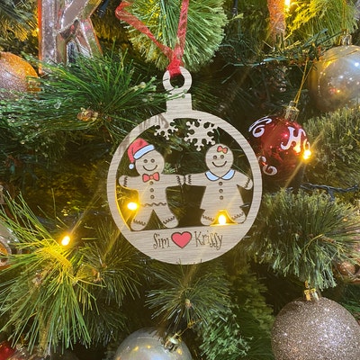 Couples Christmas Ornament 2024 Unique Retired Christmas Sitting Mr & Mrs Elf Elder Couple Wooden Ornament Custom Shape