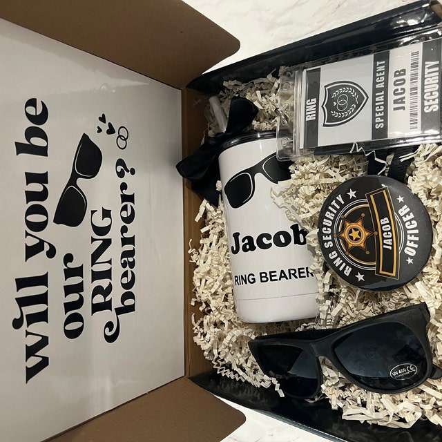 Here Comes The Bride Sign Ring Bearer Gift Set Ring Security Ring