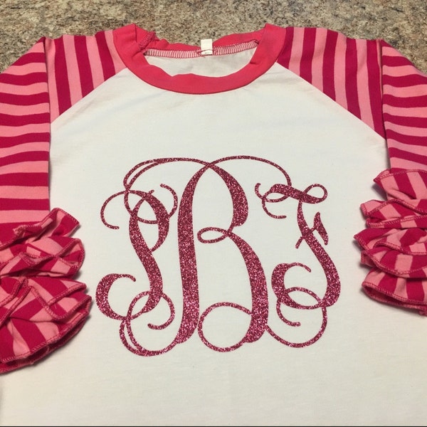 Girls Icing Ruffle Raglan Shirts- Multiple Colors Monogramable Shirts ...