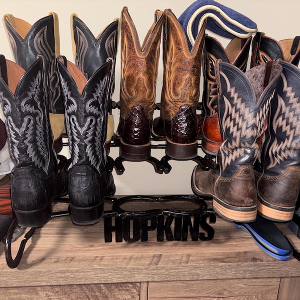 Boot Rack, 6 Pairs of Boots, Horseshoe Decor, Horseshoe Art, Boot ...
