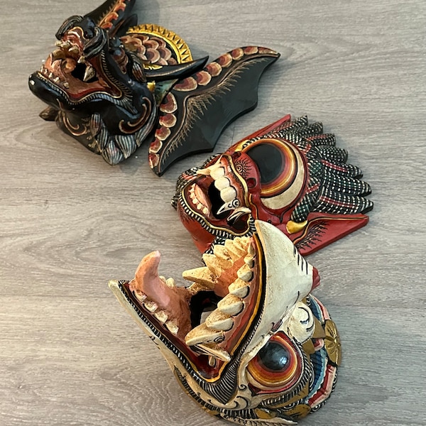 Balinese Garuda Mask | Hindu Eagle Mask | Hand Carved Wood Bali Folk ...