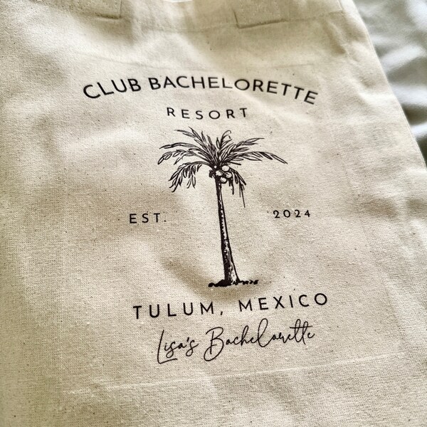 Club Bachelorette Palm Tree Tote Beach Bachelorette Hangover Kit Bag ...