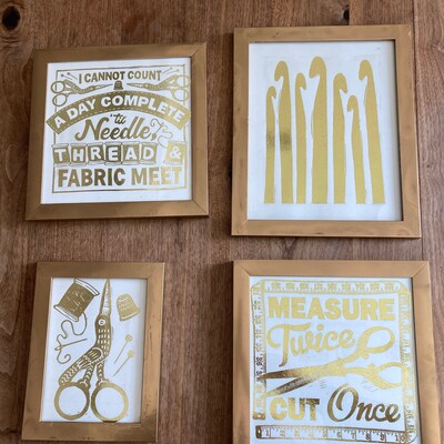 Sewing Print Dress Making and Quilting Gold Foil Print from - Etsy