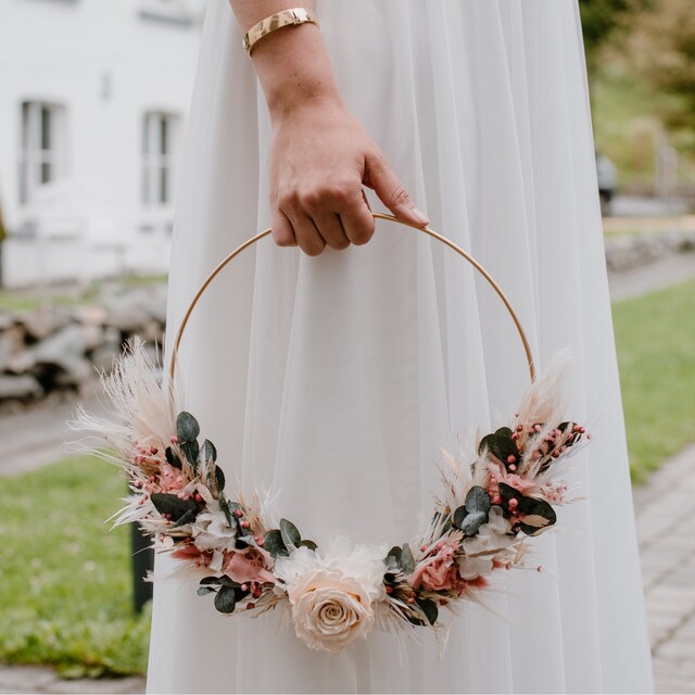 Hoop Bouquet | Bridal Hand Hoop | Dried Flower Wreath | Bridal