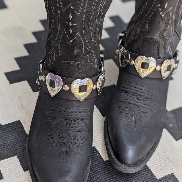 Western BOOTS BOOT CHAINS Ladies Heart Conchos - Etsy display picture 1