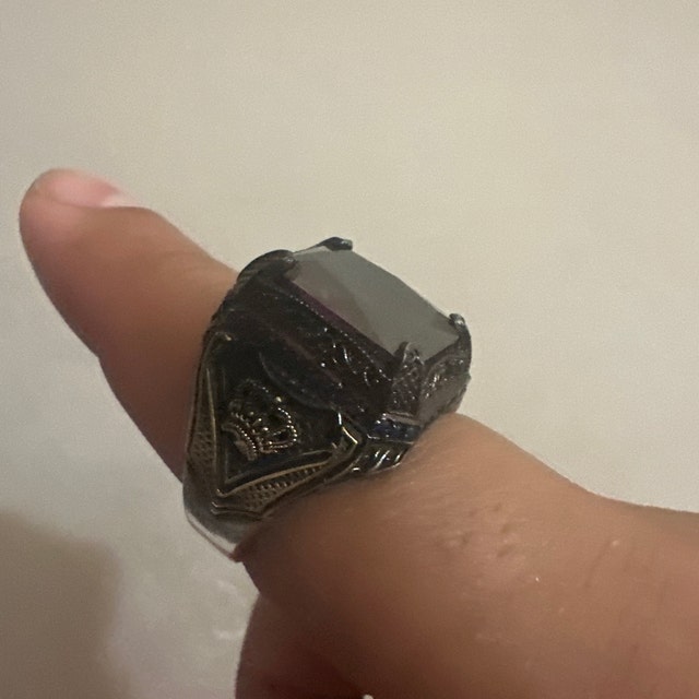 アメジストメンズリング、ハンドメイドメンズリング、トルコ製