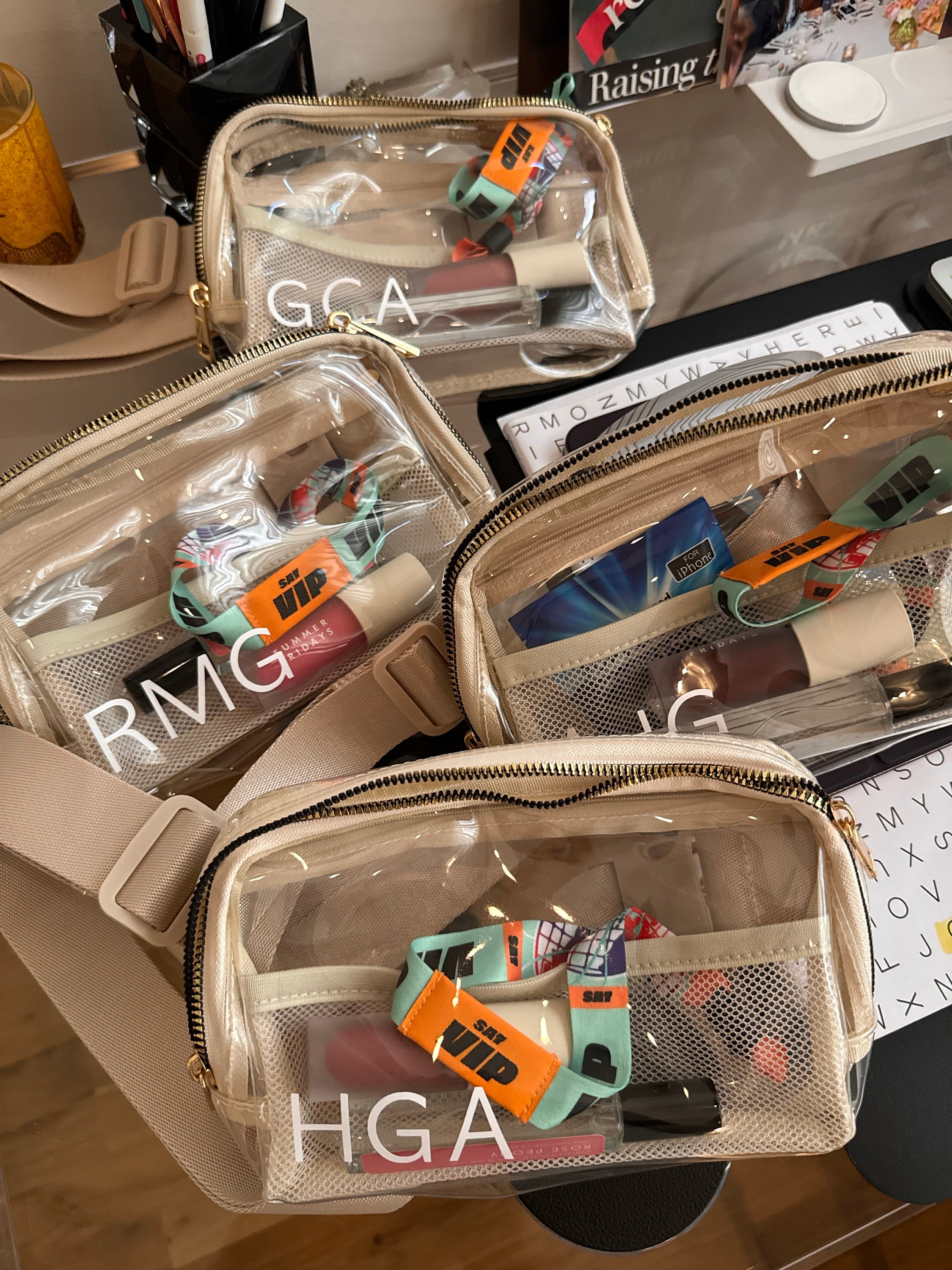 Custom Personalized Clear Belt Bags | Monogram Stadium-Approved Bag | Concert & Event Waist Bag