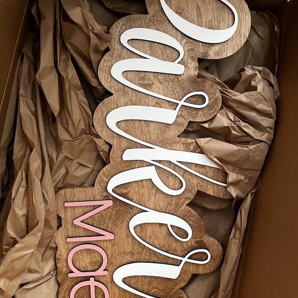 Personalized 3D Nursery Baby Name Sign | Custom Wood Name Plaque ...