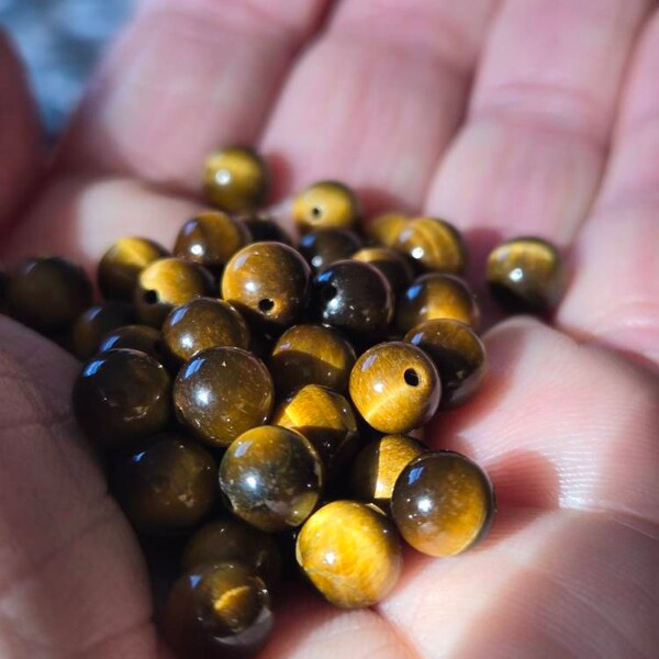 Natural 12mm Yellow Tiger's Eye Gemstone Necklace 18'' AAA Natural 12mm Yellow Tiger's Eye Gemstone Necklace 18'' AAA