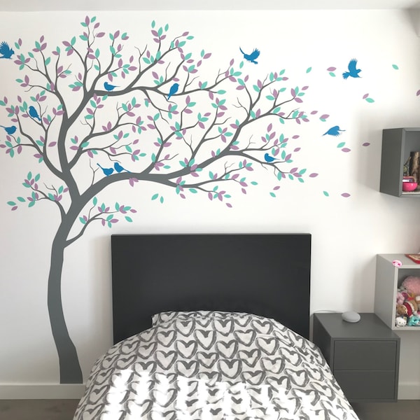 Wall Decal Large Tree Decals Huge Tree Decal Nursery With Birds Tree ...