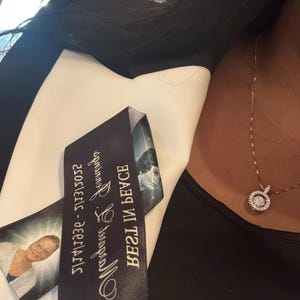 Memorial Ribbon Customized Pin for Loss Loved One Keepsake Personalized Ribbon for Awareness for Baptism and Christening Ribbon for Funeral
