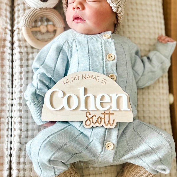 Personalized Baby Birth Announcement Sign | Hi My Name is Sign | Custom ...