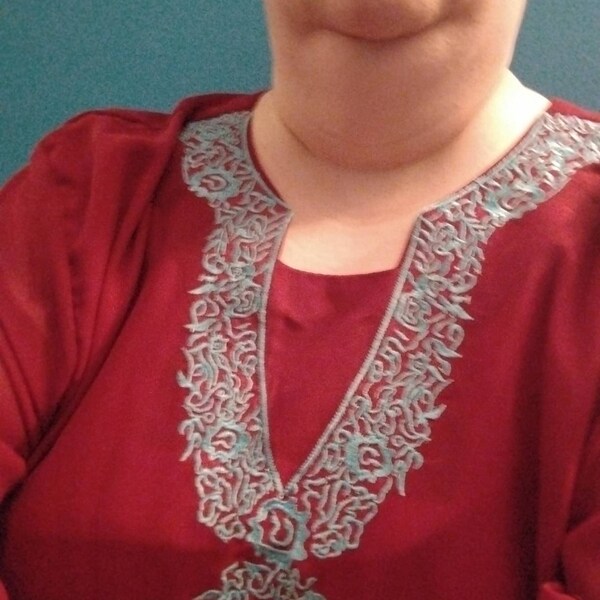 Offwhite Cotton Solid With Embroidered Straight Tunic