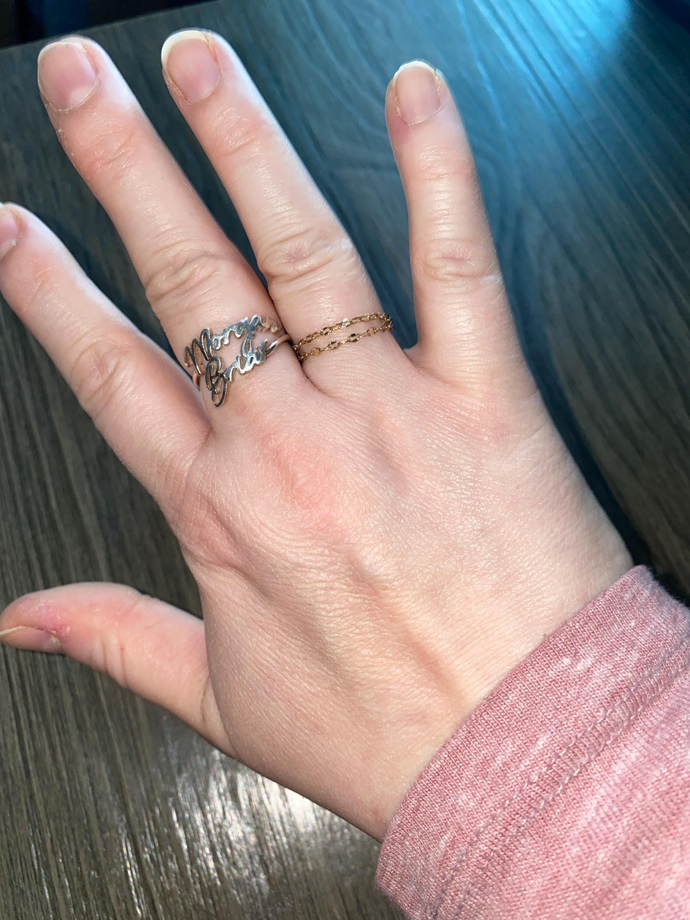 Permanent gold double chain ring dainty chain rings best gift for her