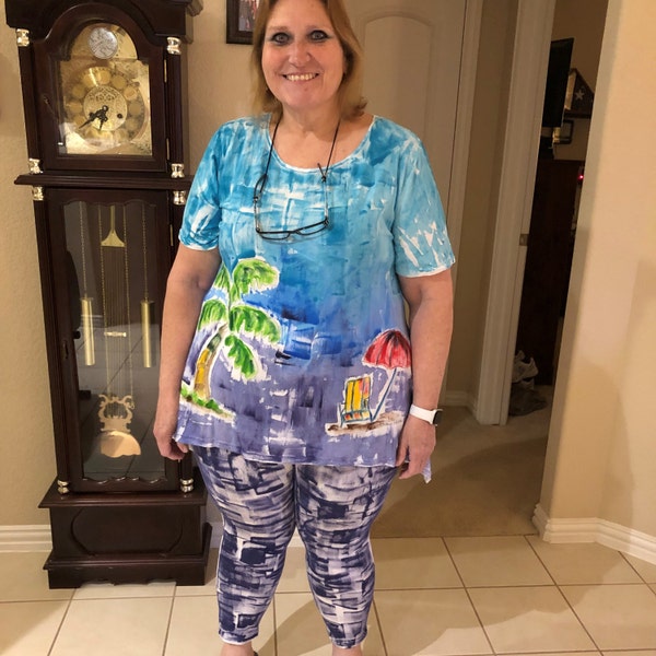 Hand Painted Kimono Asymmetric Kimono Jacket Rayon Ruana Hawaii Kauai ...