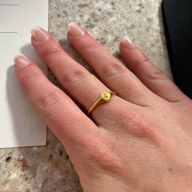 Custom Oval Signet Ring by Gracepersonalized - Dainty