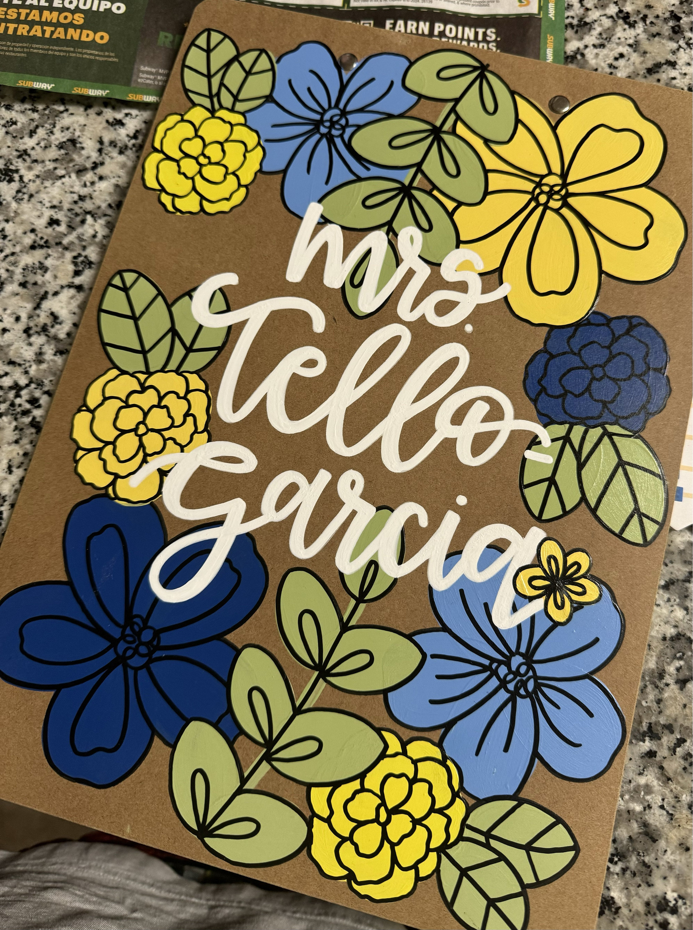 Hand painted Clipboard for Teachers, Hand painted Clipboard for Nurses, Teacher Appreciation Gift, Gift for Student Teacher, Graduation Gift