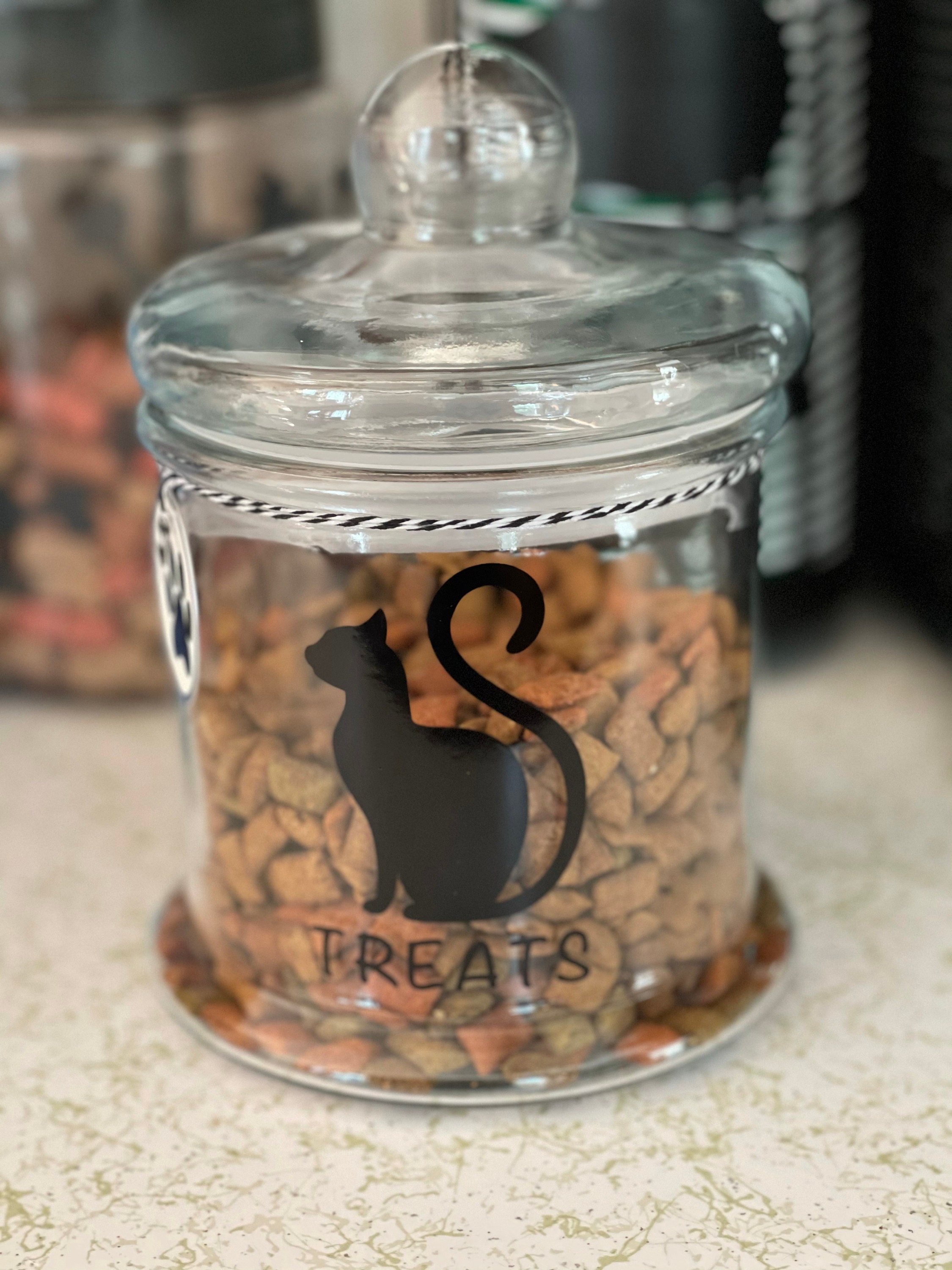 Personalized Cat Treat Jar Cat Treat Container Cat Silhouette Canister