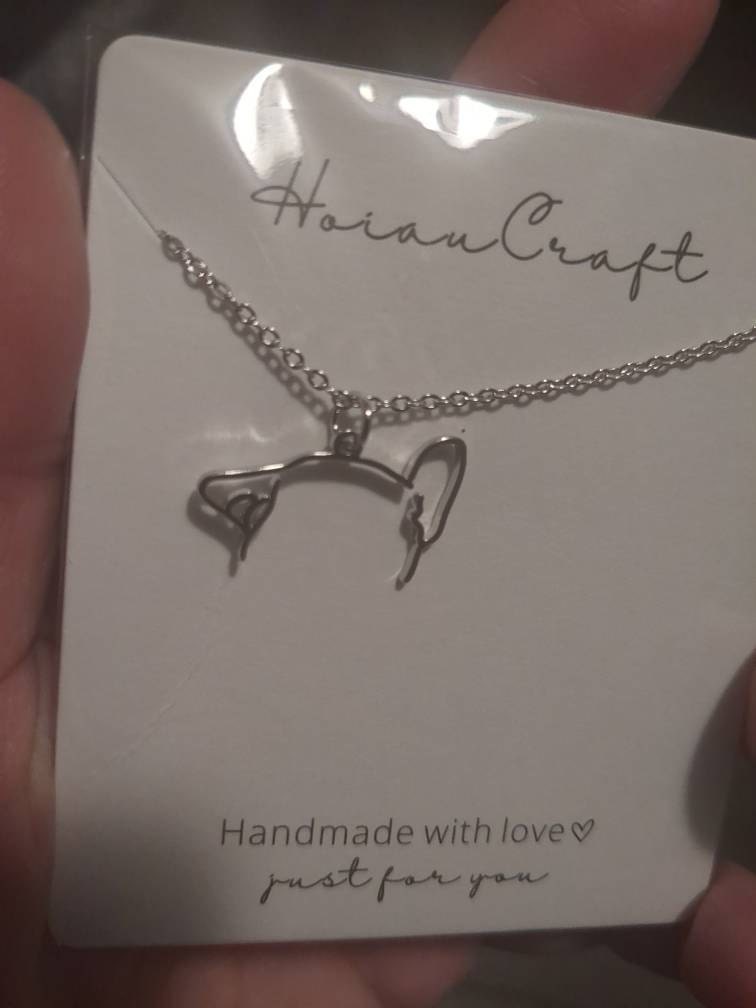 Custom Dog Ears Outline Necklace - Personalized Pet Jewelry - Animal Silhouette Pendant- Unique Dog Lover Gift - Memorial Pet Portrait Gift