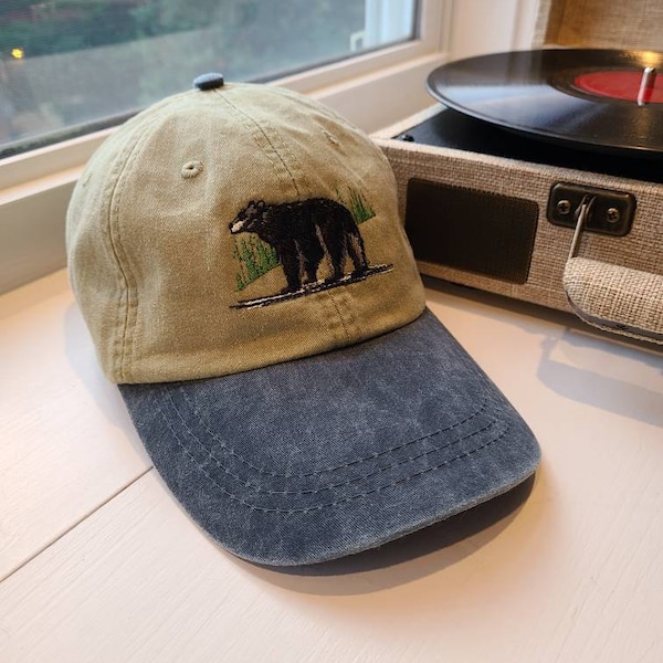 BLACK BEAR HAT - One Embroidered Men Women Wildlife Baseball Cap ...