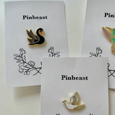 Pinsanity White Swan Enamel Lapel Pin