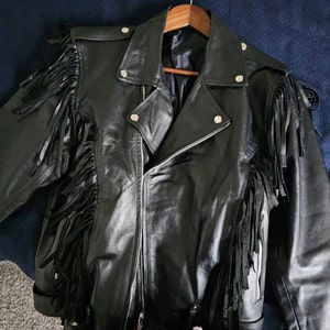 Vintage Genuine Leather Fringe Jacket, Western Fringed Vintage Genuine Leather Fringe Jacket, Western Fringed