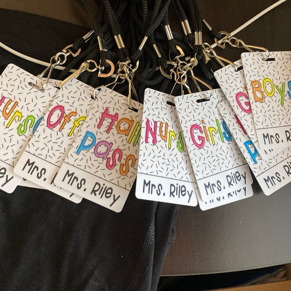 Confetti Brights Theme Classroom Hall Passes for Teachers, Personalized ...