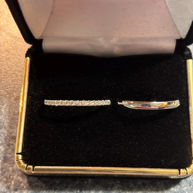 14K SOLID White Gold Stacking Rings, Stackable Bands, Plain White