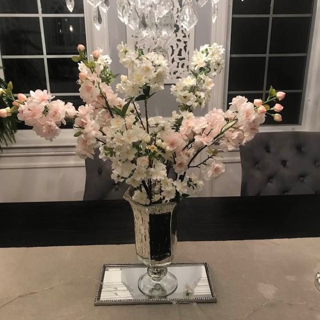 3 Rami Fiori Di Ciliegio Bianchi Artificiali – Lunghi 110 Cm, Seta Realistica, Perfetti Per Decorare Vasi, Matrimoni E Tavoli