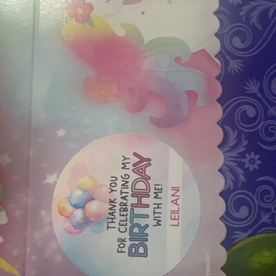 Thank You Stickers Birthday, Printed, Happy Birthday Labels