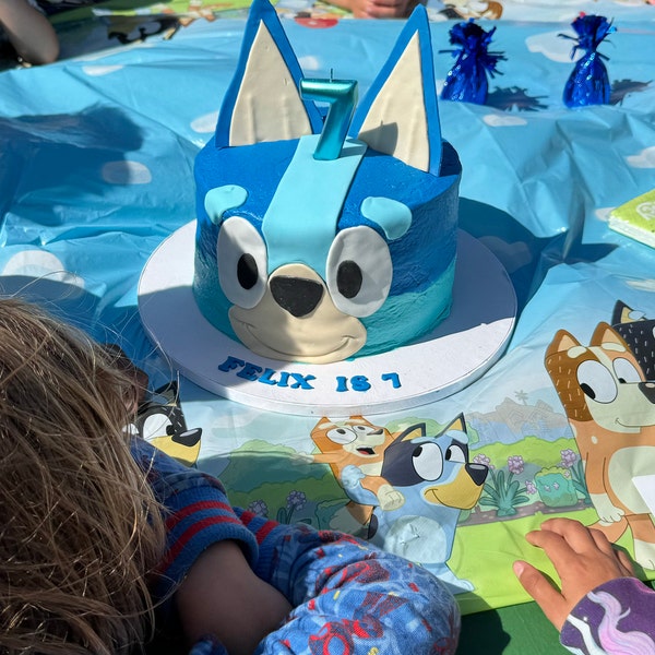 Bluey Cake Template for Kids Birthday Blue Dog Etsy