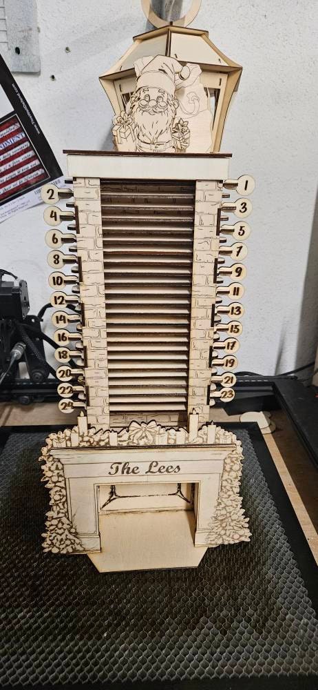 Santa in the Chimney, Christmas Advent Countdown Calendar, Laser Cutting