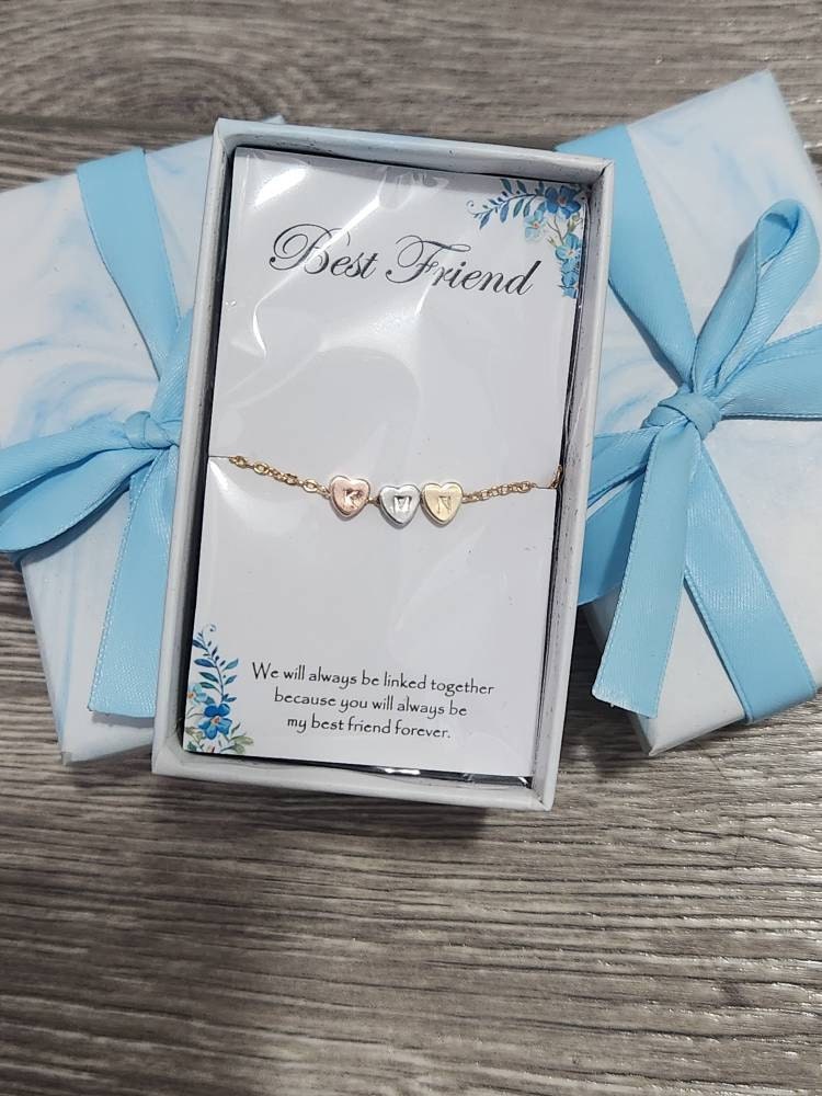Three Sisters Jewelry, 4 Sisters gift, Best Friend Bracelet, Friendship Jewelry, BFF bracelet, Heart Bracelet, Gold Bracelet