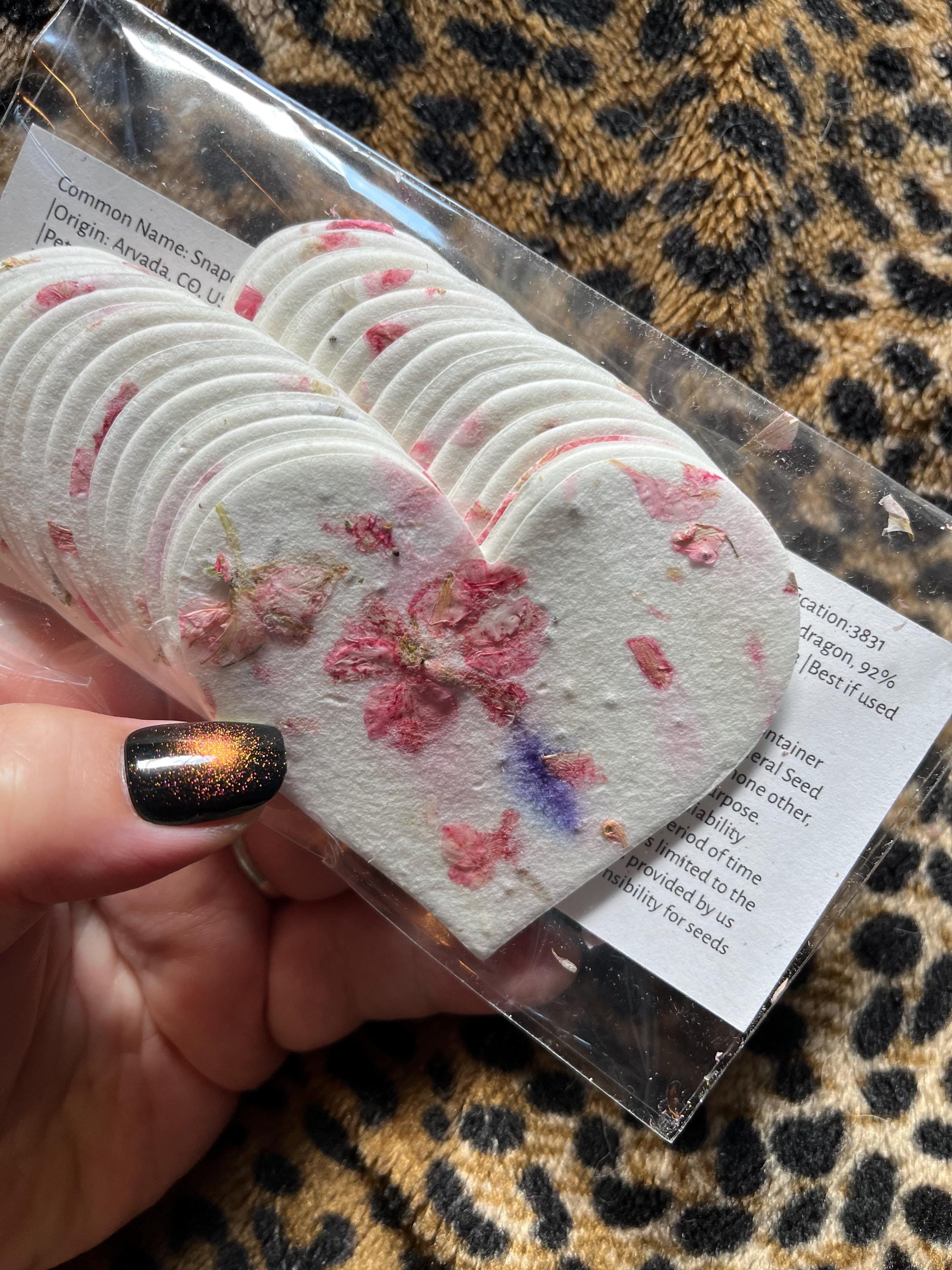 Large Recycled Fiber Seed Paper Hearts 2.85&quot;w x 2.5&quot;h Wildflower Natural Recycled Fibers #17s for Weddings or Events set of 24