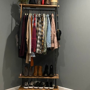 Garment Rack. Industrial Pipe Clothing and Garment Rack. Iron Pipe Rack ...