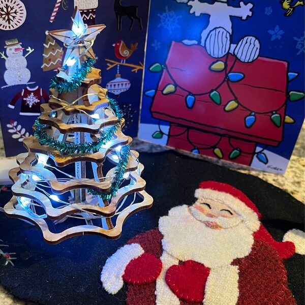 Christmas Tree Kit. Miniature Wooden Desktop Tree Made From a Single ...