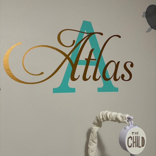 Custom Initial and Name Wall Decal - Personalized Name Monogram Wall ...