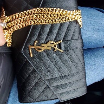 Thick Fancy Link Curb Chain Strap With Diamond Cut Accents GOLD Luxury ...