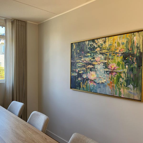 Impressionist Water Lily Art - Modern Vibrant Lake House Wall Art ...