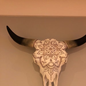 Gorgeous Hand Painted Faux Cow Skull 2 sizes available | Etsy