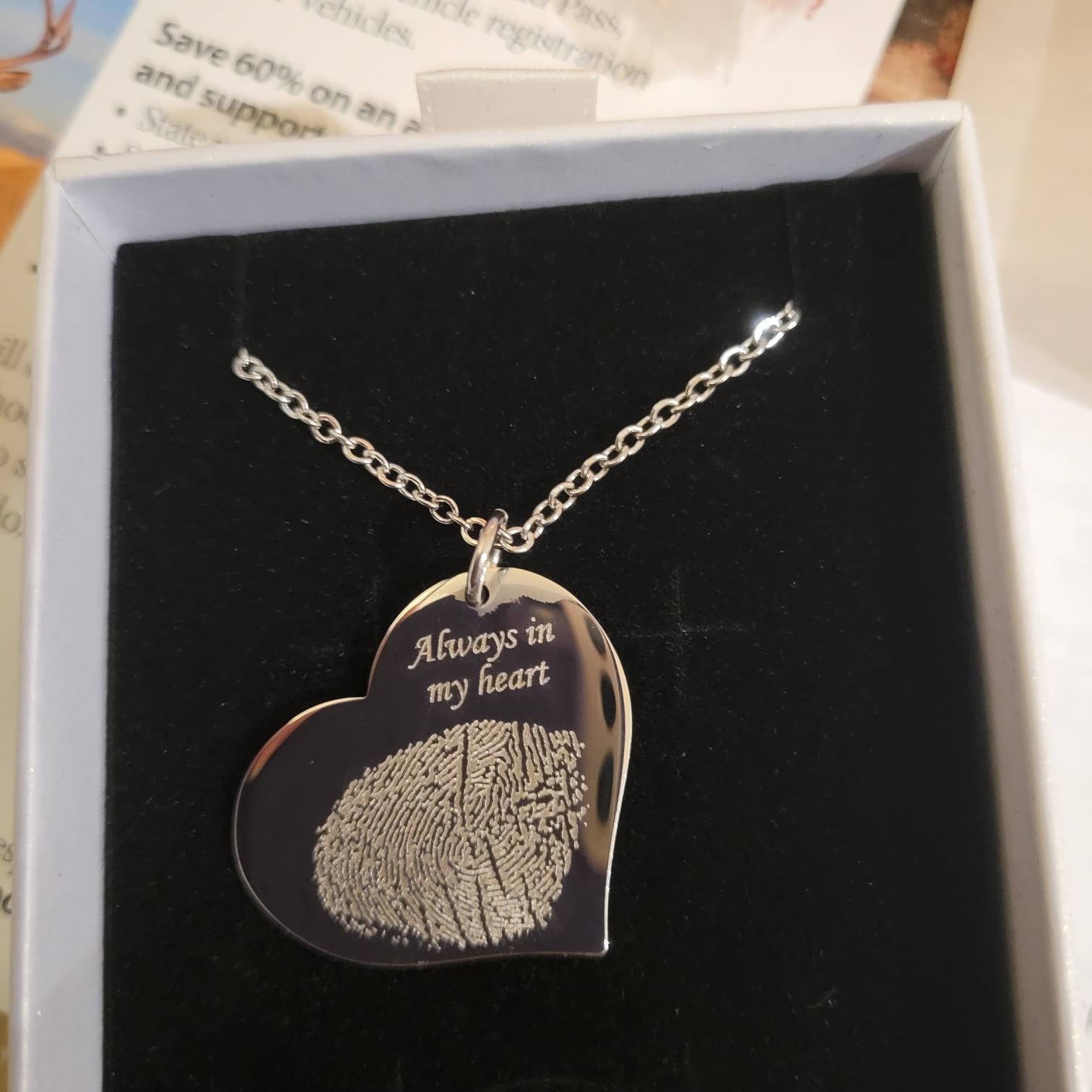 Custom Actual Fingerprint/Footprint Charm Necklace, Delicate Personalized Fingerprint/Pet Footprint Necklace, Women/Infant Loss/Pet Memorial Gift