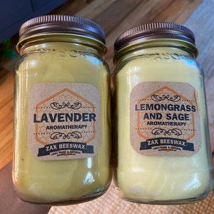 16oz Lavender Essential Oil Beeswax Mason Jar Candle | 16 Oz - Etsy