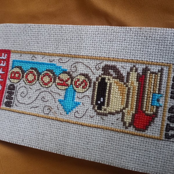 Coffee and Books Stop Here Cross Stitch Bookmark Digital Pattern PDF - Etsy