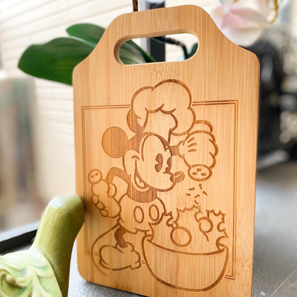 Mickey Mouse Chef Cooking Inspired Cheese, Cutting Wood Board Foodie ...